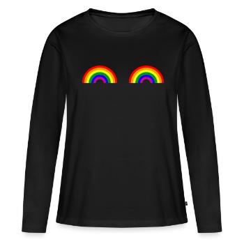Arc-en-ciel Boobies LGBT Pride Gay Pride Month - T-shirt manches longues Premium bio Femme - noir - Devant - Julia (174cm)