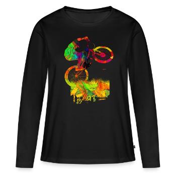 Downhill Mountainbike Downhill VTT cadeau - T-shirt manches longues Premium bio Femme - noir - Devant - Julia (174cm)