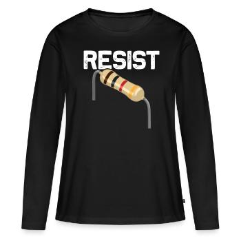Drôle d’électricien jeu de mots - T-shirt manches longues Premium bio Femme - noir - Devant - Julia (174cm)