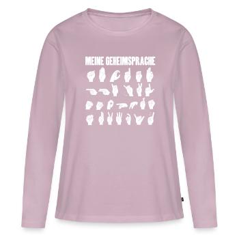Meine Geheimsprache Gebärde Gebärdensprache - Frauen Premium Bio Langarmshirt - Altrosa - Vorne - Julia (174cm)