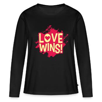 LOVE WINS LGBT Pride Gay Pride Month LGBTQ - T-shirt manches longues Premium bio Femme - noir - Devant - Julia (174cm)