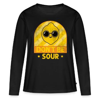 Citron Soyez pas amers citrons - T-shirt manches longues Premium bio Femme - noir - Devant - Julia (174cm)