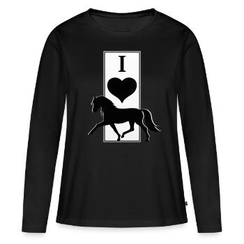 Cheval Cheval Équitation Poney Western Shirt - T-shirt manches longues Premium bio Femme - noir - Devant - Julia (174cm)