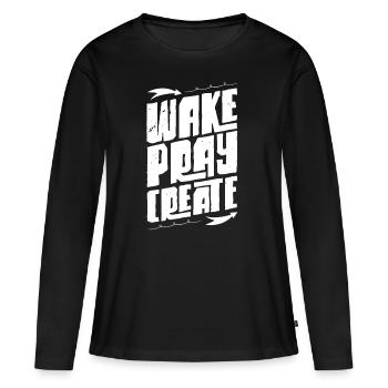 Réveille-toi - T-shirt manches longues Premium bio Femme - noir - Devant - Julia (174cm)