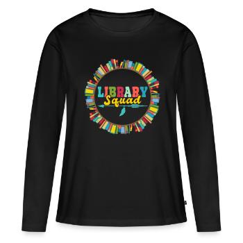 Bibliothèque livre e-book Thriller écrivain - T-shirt manches longues Premium bio Femme - noir - Devant - Julia (174cm)