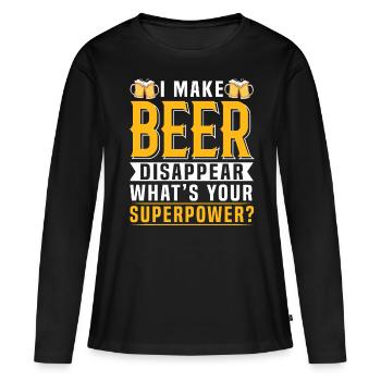Ich lasse Bier verschwinden Was ist deine Supermac - Frauen Premium Bio Langarmshirt - Schwarz - Vorne - Julia (174cm)