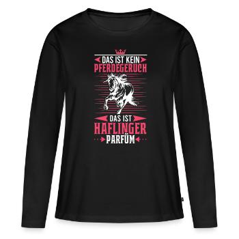 Haflinger Pferd Parfüm Reiterin Pferdemädchen - Frauen Premium Bio Langarmshirt - Schwarz - Vorne - Julia (174cm)