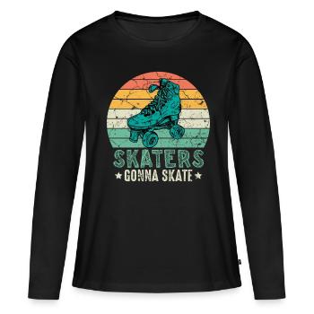 Rollschuhfahrer Retro Rollerskater - Frauen Premium Bio Langarmshirt - Schwarz - Vorne - Julia (174cm)