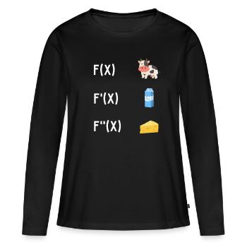 Mathématiques dérivation Maths enseignants école vache lait - T-shirt manches longues Premium bio Femme - noir - Devant - Julia (174cm)