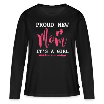 Stolze Mutter Mädchen Neugeborenes Baby - Frauen Premium Bio Langarmshirt - Schwarz - Vorne - Julia (174cm)