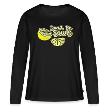 Citron Soyez pas amers citrons - T-shirt manches longues Premium bio Femme - noir - Devant - Julia (174cm)