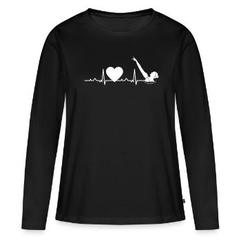 Rythme cardiaque Fréquence cardiaque Synchrone - T-shirt manches longues Premium bio Femme - noir - Devant - Julia (174cm)