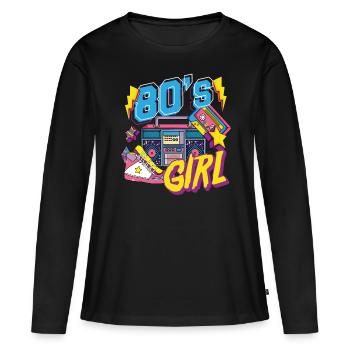 80s girls theme party gift - Women's Premium Organic Long Sleeve Shirt - black - Front - Julia (174cm)