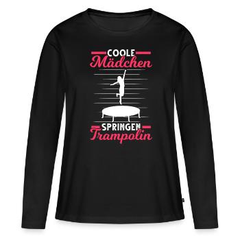 Coole Mädchen springen Trampolin Trampolinspringer - Frauen Premium Bio Langarmshirt - Schwarz - Vorne - Julia (174cm)