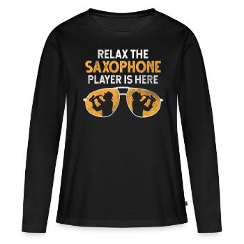 Brass saxophone - Women's Premium Organic Long Sleeve Shirt - black - Front - Julia (174cm)