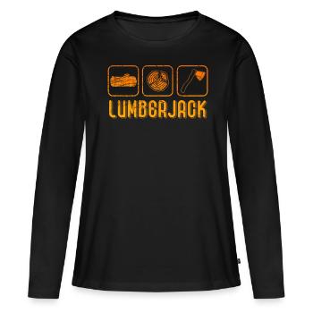 Lumberjack Bois et Bois - T-shirt manches longues Premium bio Femme - noir - Devant - Julia (174cm)