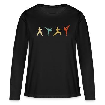 Rétro rétro - T-shirt manches longues Premium bio Femme - noir - Devant - Julia (174cm)