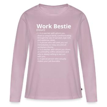 Work La bête Définition Description - T-shirt manches longues Premium bio Femme - rose poudré - Devant - Julia (174cm)