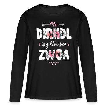 Mei Dirndl is z'kloa für Zwoa Schwangerschaft - Frauen Premium Bio Langarmshirt - Schwarz - Vorne - Julia (174cm)