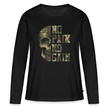 Kein Schmerz kein Gewinn - Frauen Premium Bio Langarmshirt - Schwarz - Vorne - Julia (174cm)