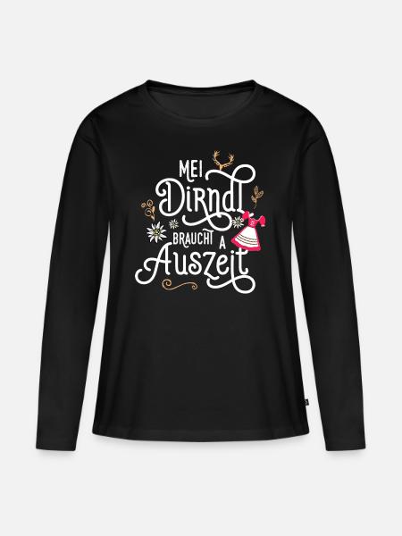 Dirndl Ersatz Witziges Trachtenshirt Damen Kinder - Frauen Premium Bio Langarmshirt - Schwarz