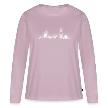 Bremerhavener Skyline - T-shirt manches longues Premium bio Femme - rose poudré - Devant - Julia (174cm)