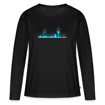 Bremerhavener Skyline Seestadt Hafenstadt - T-shirt manches longues Premium bio Femme - noir - Devant - Julia (174cm)