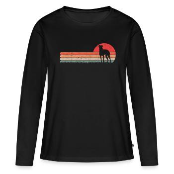 Whippet Retro Windhund Vintage Sighthound - Frauen Premium Bio Langarmshirt - Schwarz - Vorne - Julia (174cm)