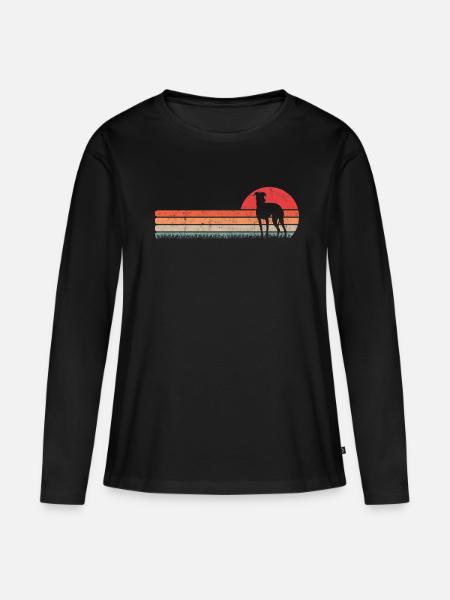 Whippet Retro Windhund Vintage Sighthound - Frauen Premium Bio Langarmshirt - Schwarz