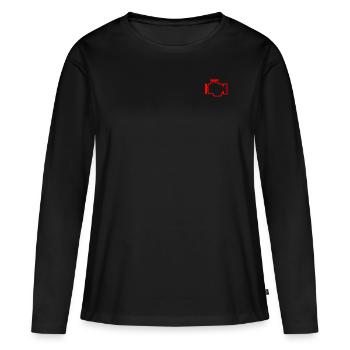 Bâillonne Digga Pfusch Lampe de contrôle du moteur - T-shirt manches longues Premium bio Femme - noir - Devant - Julia (174cm)