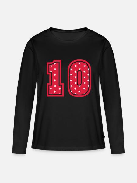 ICH BIN 10 JAHRE 10 Geburtstag Mädchen Retro - Frauen Premium Bio Langarmshirt - Schwarz
