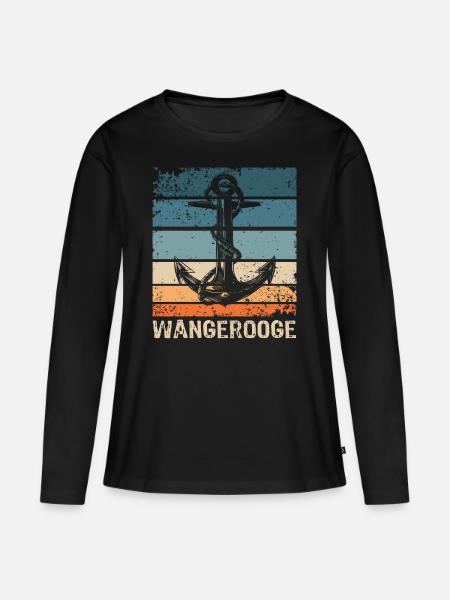 Wangerooge Insel Nordsee Motiv - Frauen Premium Bio Langarmshirt - Schwarz