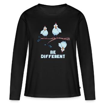 BE DIFFERENT - Frauen Premium Bio Langarmshirt - Schwarz - Vorne - Julia (174cm)