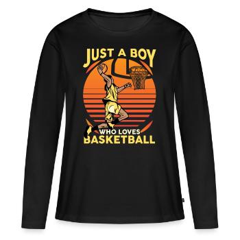 Juste un garçon qui aime le basket - T-shirt manches longues Premium bio Femme - noir - Devant - Julia (174cm)