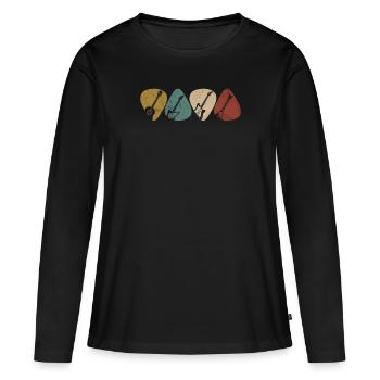 Vinted Plectrum Guitar Bass Player - T-shirt manches longues Premium bio Femme - noir - Devant - Julia (174cm)