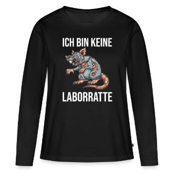 Ich bin keine Laborratte Gegen Tierversuche - Frauen Premium Bio Langarmshirt - Schwarz - Vorne - Julia (174cm)