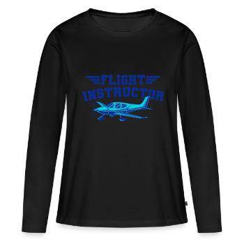 Flight Instructor Instructeur de vol Instructeur pilote - T-shirt manches longues Premium bio Femme - noir - Devant - Julia (174cm)