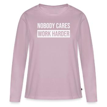 Gym Motivation Nobody Cares Work - T-shirt manches longues Premium bio Femme - rose poudré - Devant - Julia (174cm)