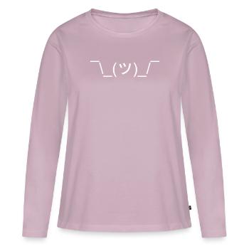 Drôle de Shrug Emoji ASCII Geek - T-shirt manches longues Premium bio Femme - rose poudré - Devant - Julia (174cm)