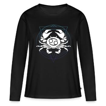 Krebs Symbol Tierkreiszeichen Horoskop - Frauen Premium Bio Langarmshirt - Schwarz - Vorne - Julia (174cm)