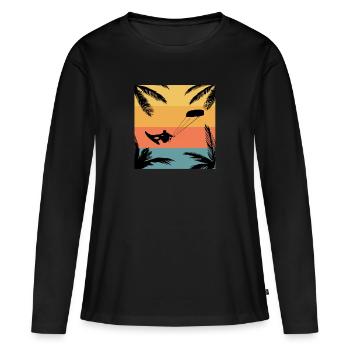 Kitesurf Kitesurfer - T-shirt manches longues Premium bio Femme - noir - Devant - Julia (174cm)
