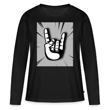 Fourche à frites heavy metal - T-shirt manches longues Premium bio Femme - noir - Devant - Julia (174cm)