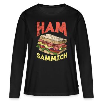 Jambon Pain Sandwich drôle - T-shirt manches longues Premium bio Femme - noir - Devant - Julia (174cm)