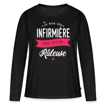 je suis une infirmière option râleuse infirmiere - T-shirt manches longues Premium bio Femme - noir - Devant - Julia (174cm)