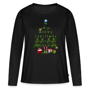 Weihnachten Weihnachten Weihnachten Weihnachten - Frauen Premium Bio Langarmshirt - Schwarz - Vorne - Julia (174cm)