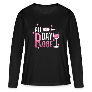 Rose all day - T-shirt manches longues Premium bio Femme - noir - Devant - Julia (174cm)