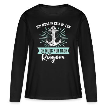 Rügen Ostsee Insel Sprüche - Frauen Premium Bio Langarmshirt - Schwarz - Vorne - Julia (174cm)