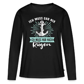 Rügen Urlaub Ostsee Insel - Frauen Premium Bio Langarmshirt - Schwarz - Vorne - Julia (174cm)