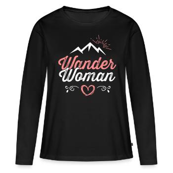 Wander Woman Berge Wanderer Wandern Geschenk Frau - Frauen Premium Bio Langarmshirt - Schwarz - Vorne - Julia (174cm)