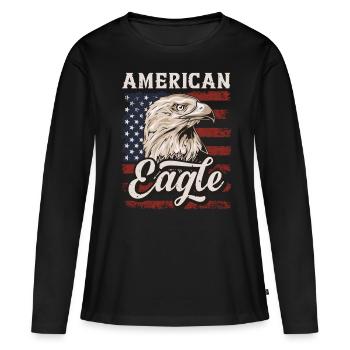 Bald Eagle American Eagle USA Flag - Women's Premium Organic Long Sleeve Shirt - black - Front - Julia (174cm)